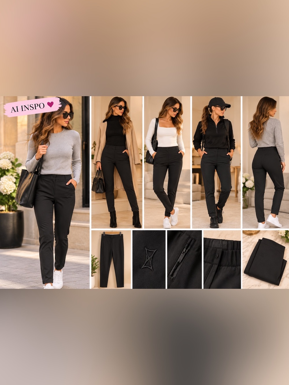 Kit and Ace Black Technical Stretch Pants | Slim Fit | Zip Pockets- Small